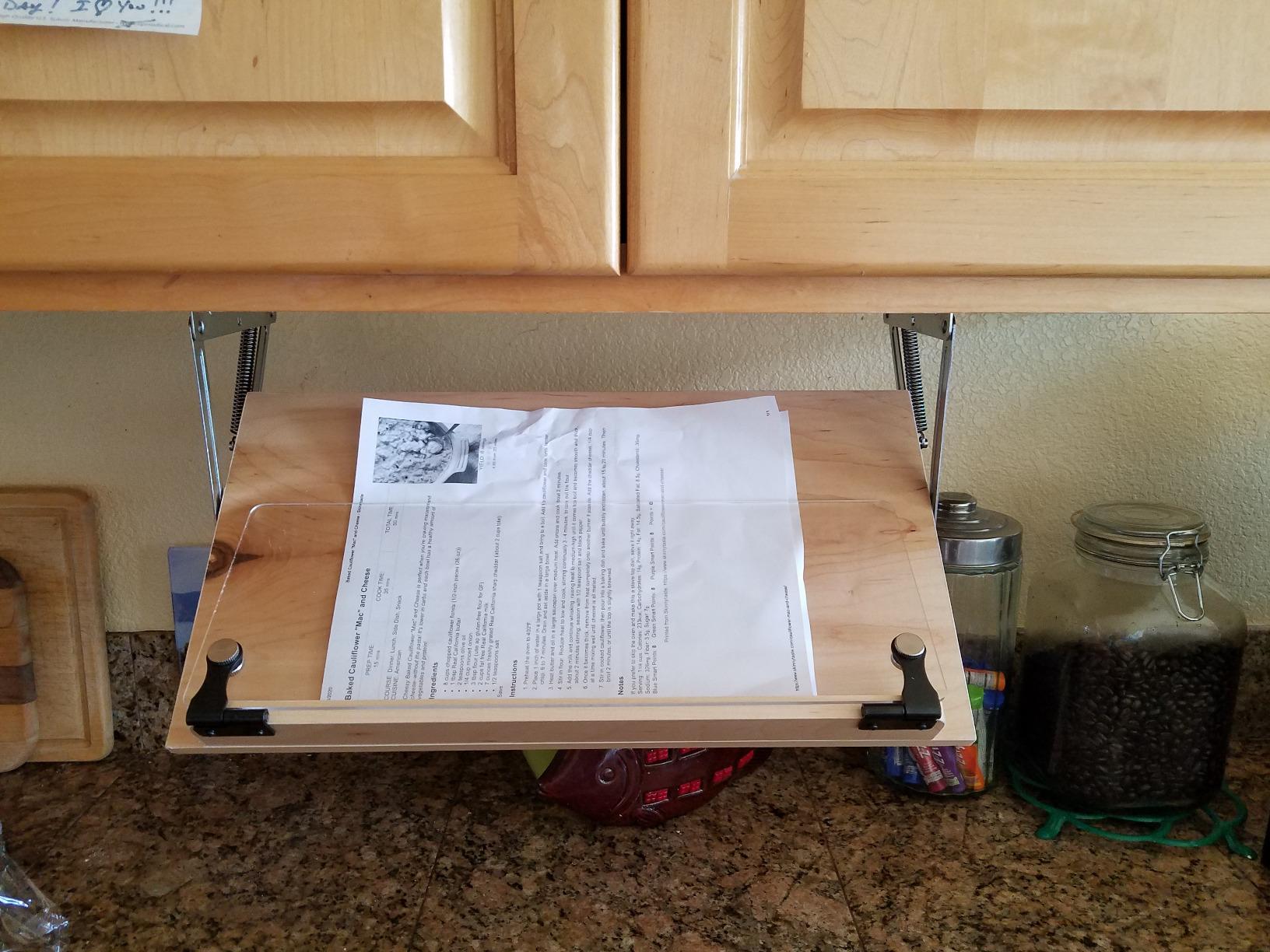 Clear Solutions Under Cabinet Mounted Cookbook Holder - Wood - Made in The USA customer photo 1