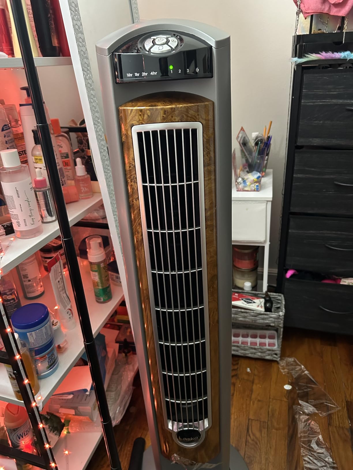 Lasko Oscillating Tower Fan with Remote, Quiet Floor Fans for Bedroom, 42 inch, Silver T42951 customer photo 1