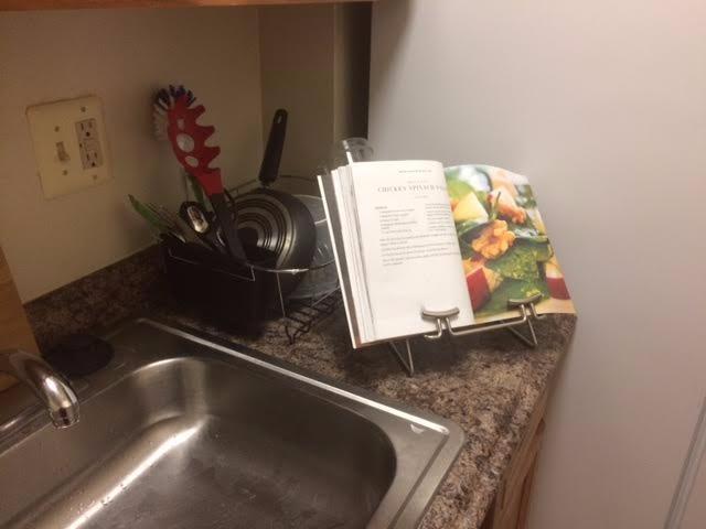 Spectrum Cookbook Stand for Kitchen Counter Tops Modern Recipe Book Holder Satin Nickel, Angled Elevated Steel Recipe Organizer for Displaying Cook Books and Tablet Recipes in Kitchen Dining Room customer photo 1