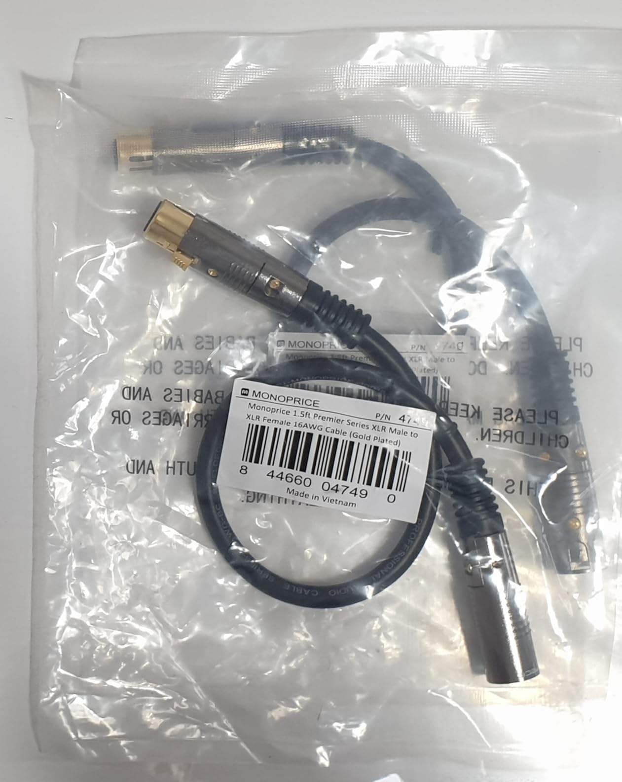 Monoprice XLR Male to XLR Female Cable - for Microphone, Gold Plated, 16AWG, 10 Feet, Black - Premier Series customer photo 1