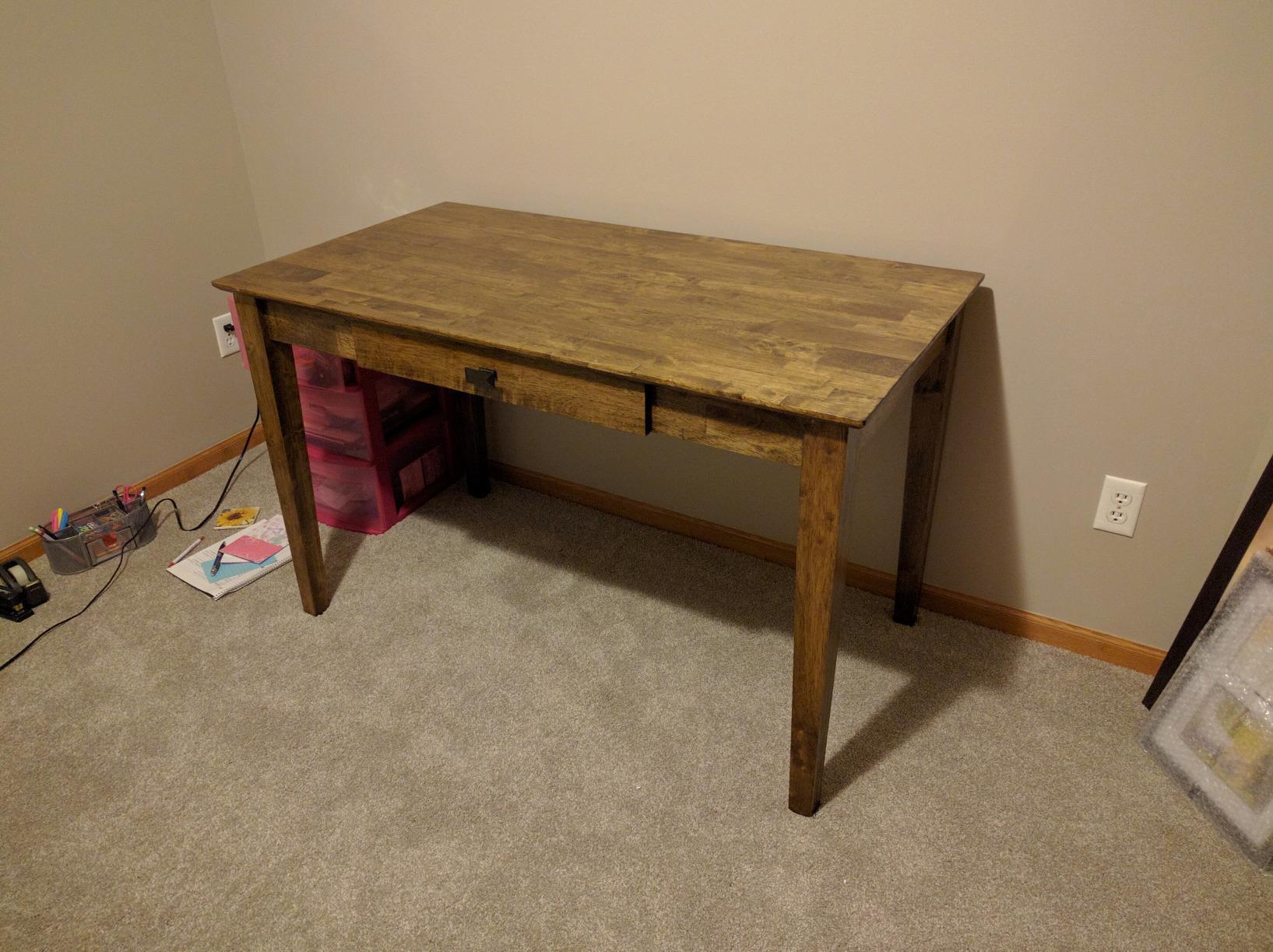 IC International Concepts Writing Desk With Drawer, Solid Real Wood, Sturdy Parawood customer photo 2