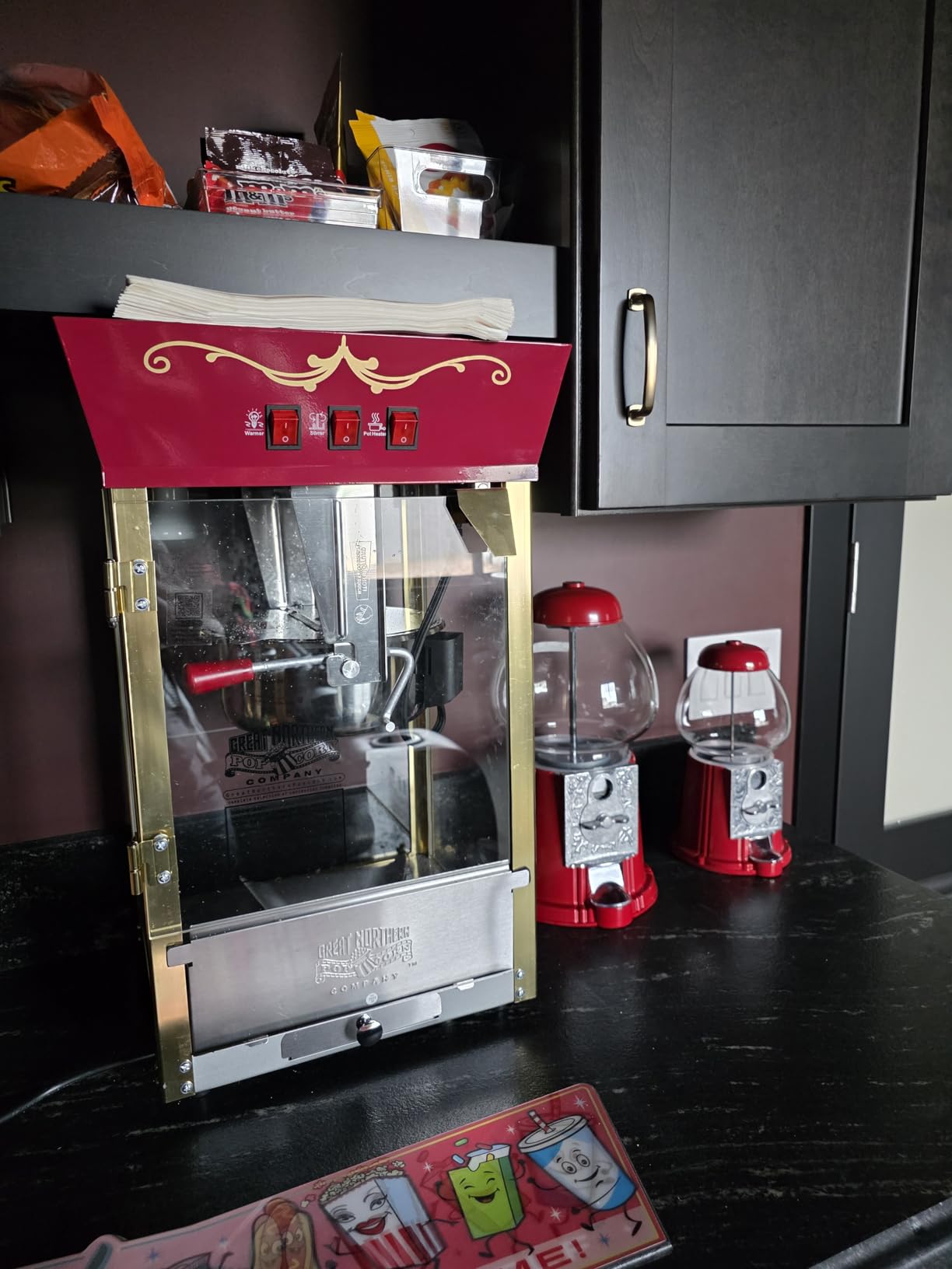 Matinee Popcorn Machine - 8oz Popper with Stainless-Steel Kettle, Reject Kernel Tray, Warming Light, and Accessories by Great Northern Popcorn (Red) customer photo 1
