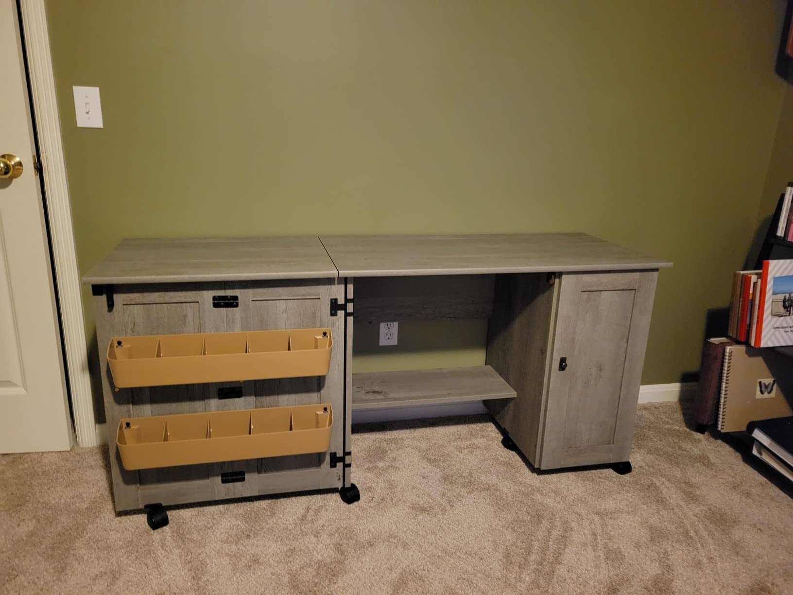 Sauder Miscellaneous Storage Easy Rolling Sewing and Craft Table/Cart/Pantry cabinets, Cinnamon Cherry finish customer photo 1