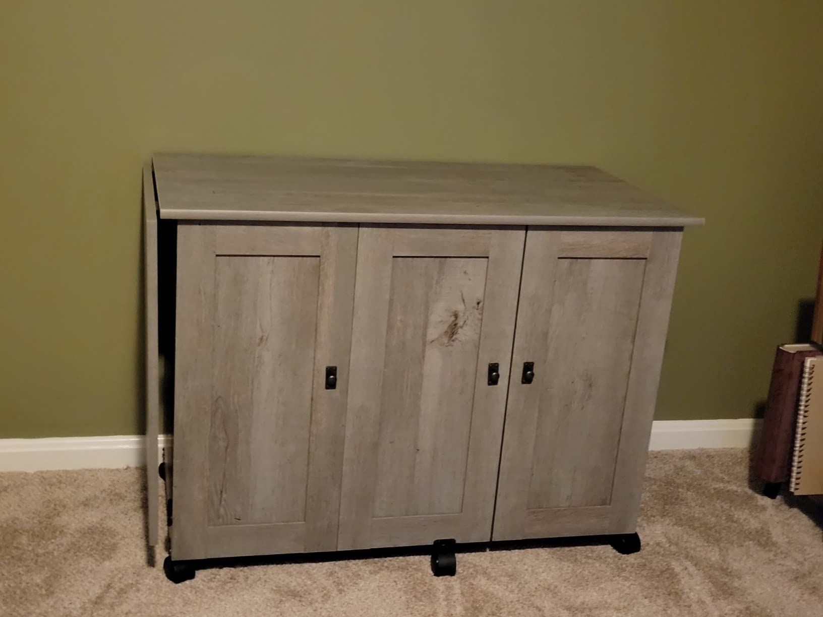 Sauder Miscellaneous Storage Easy Rolling Sewing and Craft Table/Cart/Pantry cabinets, Cinnamon Cherry finish customer photo 2