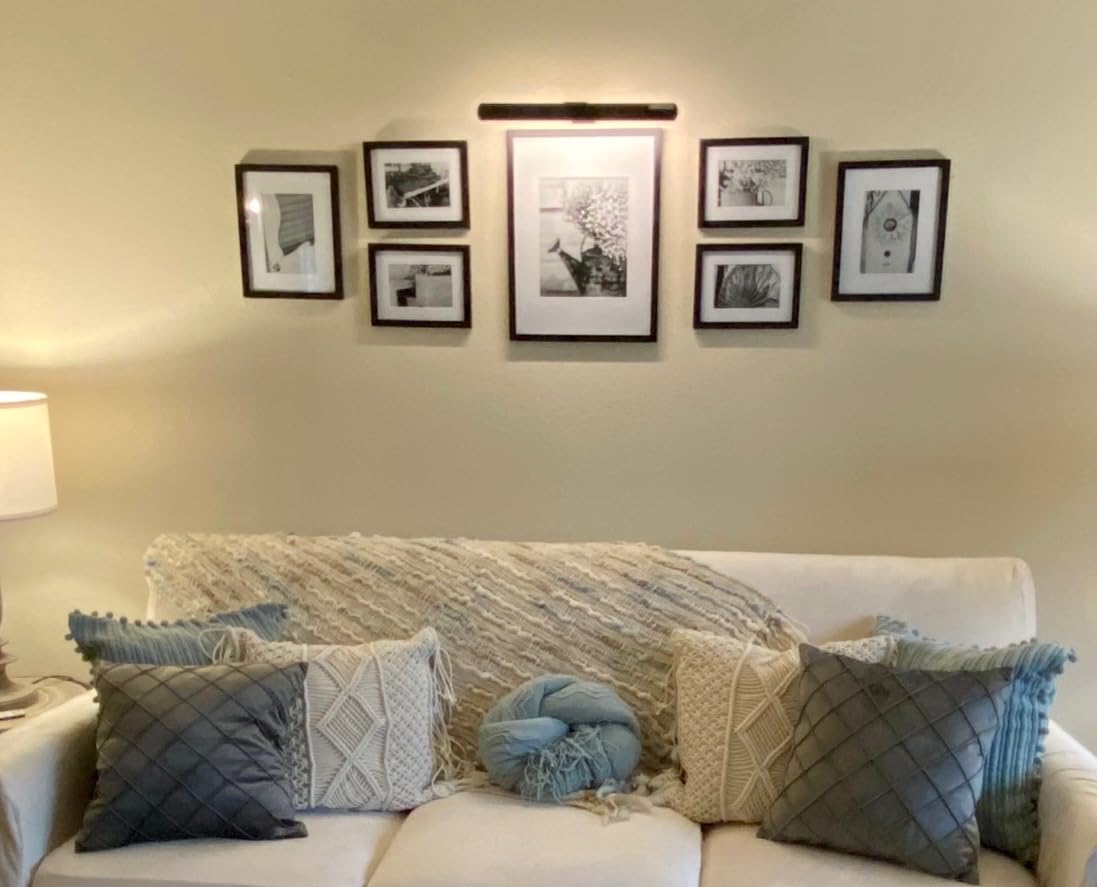 Gallery Perfect Multi-Size Picture Frame Set 7 Pack, Black Gallery Wall Frames with Hanging Hardware, Clear Glass - One 12x16, Two 8x10, Four 6x8 Matted Photo Frames for Wall Display customer photo 2
