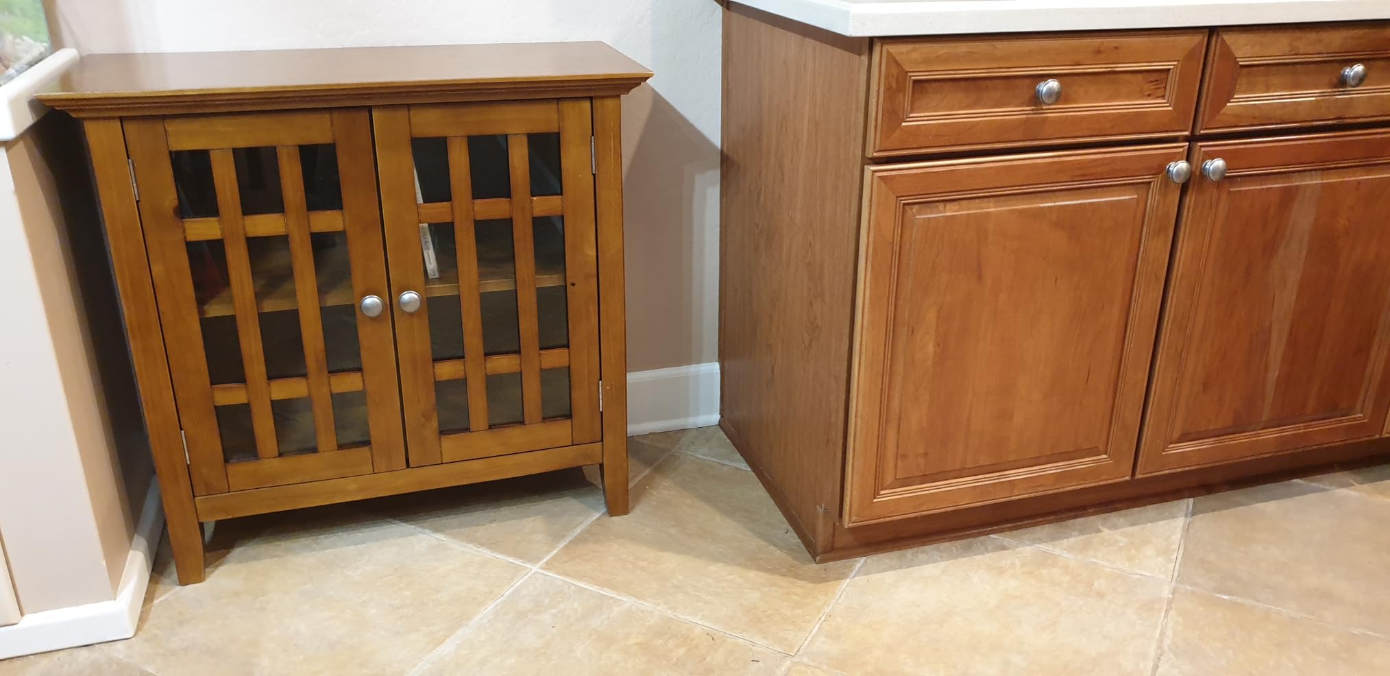 SIMPLIHOME Bedford Storage Cabinet - 32 inch Wide Solid Wood Low Media Cabinet in Dark Tobacco Brown customer photo 1