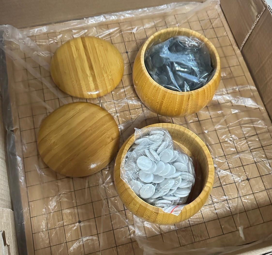 Brybelly Go Set All Natural Bamboo Wood Go Board | Bowls and 361 Bakelite Stones | 2-Player - Classic Chinese Strategy Board Game | Measures 19 x 19in Top Side or 13 x 13in Under Side Beginner's Board customer photo 1