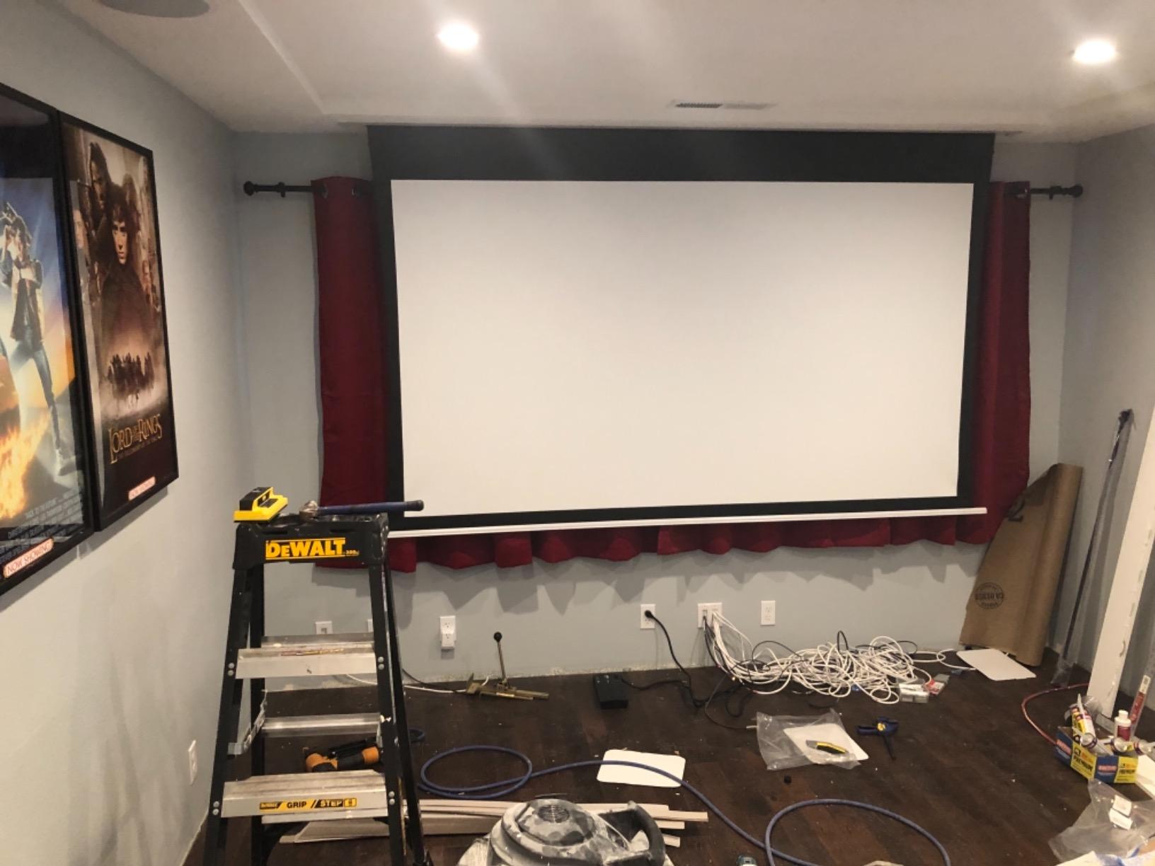 Elite Screens Evanesce Tab-Tension B, 110-inch 16:9, 4K / 8K HD, Recessed in-Ceiling Electric Tab Tensioned Projector Screen, Matte White Projection Screen Surface Programmed Remote Kit, ETB110HW3-E8 customer photo 1