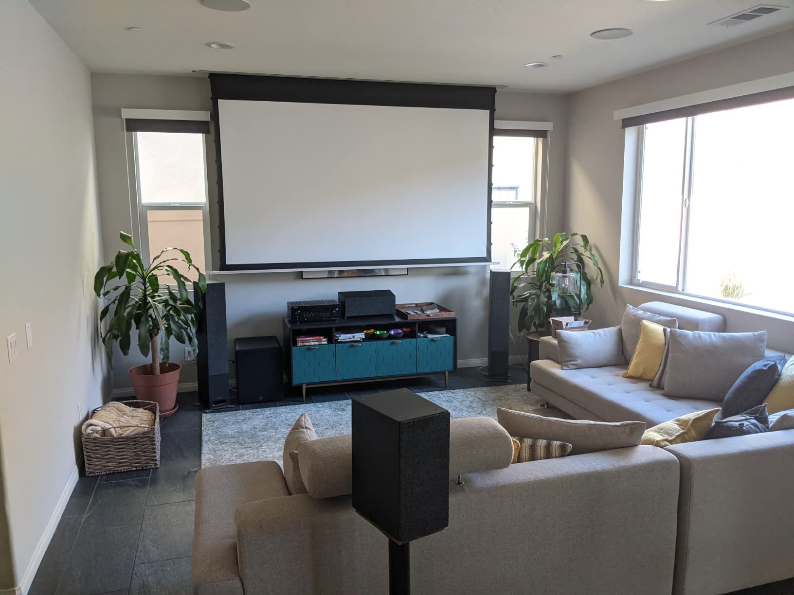 Elite Screens Evanesce Tab-Tension B, 110-inch 16:9, 4K / 8K HD, Recessed in-Ceiling Electric Tab Tensioned Projector Screen, Matte White Projection Screen Surface Programmed Remote Kit, ETB110HW3-E8 customer photo 2