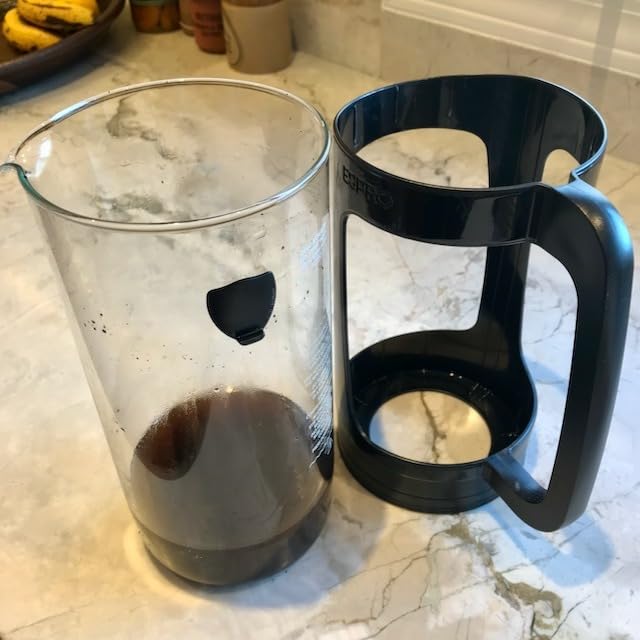 ESPRO Light P3 French Press Coffee Maker - Patented Double Micro-Filter for Grit-Free Brew, Heat Resistant thicker Borosilicate Glass Coffee press - (Black, 32 oz) customer photo 2