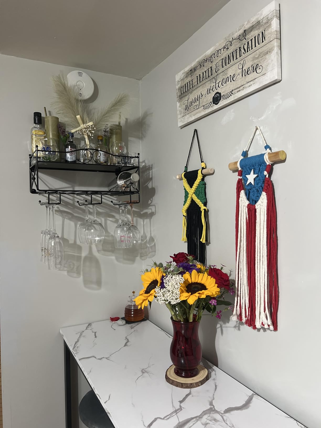 Mango Steam 2 Tier Wall Mounted Wine Rack with Stemware Holder - for Kitchen, Bar, & More customer photo 1