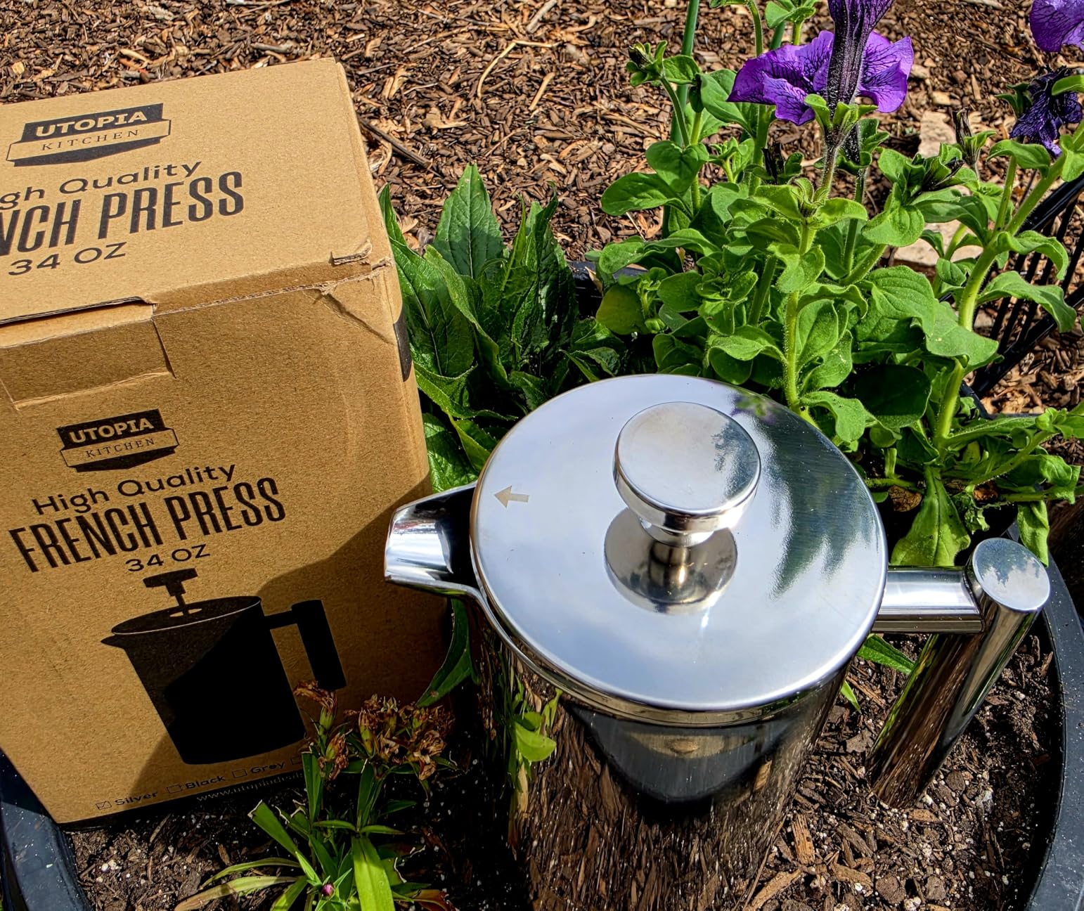 Utopia Kitchen 304 Grade Stainless Steel French Press Coffee Maker 34 Oz, Double Wall Insulated Coffee Press with 4-Level Filtration System, Include 2 Extra Filters, Rust-Free customer photo 2