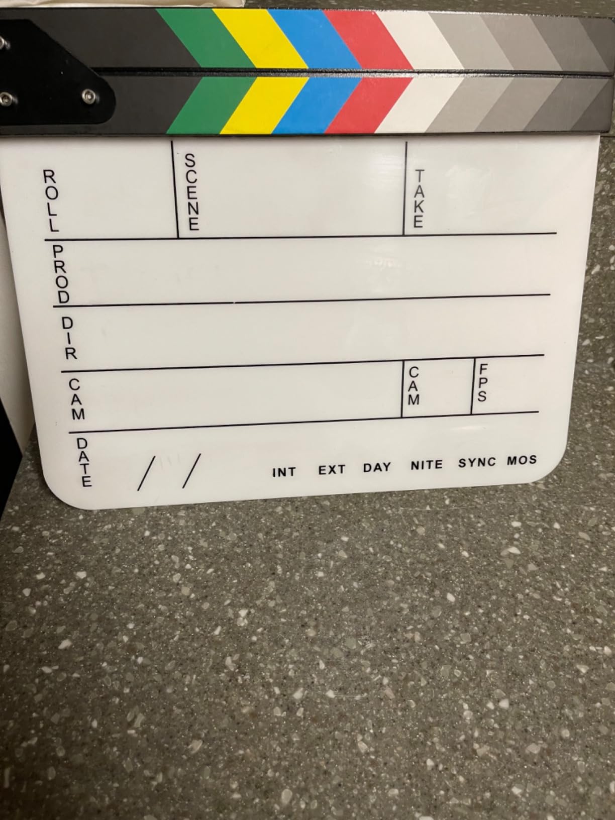 Professional Movie Directors Clapboard, Photography Studio Video TV Acrylic Clapper Board Dry Erase Film Slate Cut Action Scene Clapper with Color Sticks 9.6x11.7 inch/25x30cm, White customer photo 1