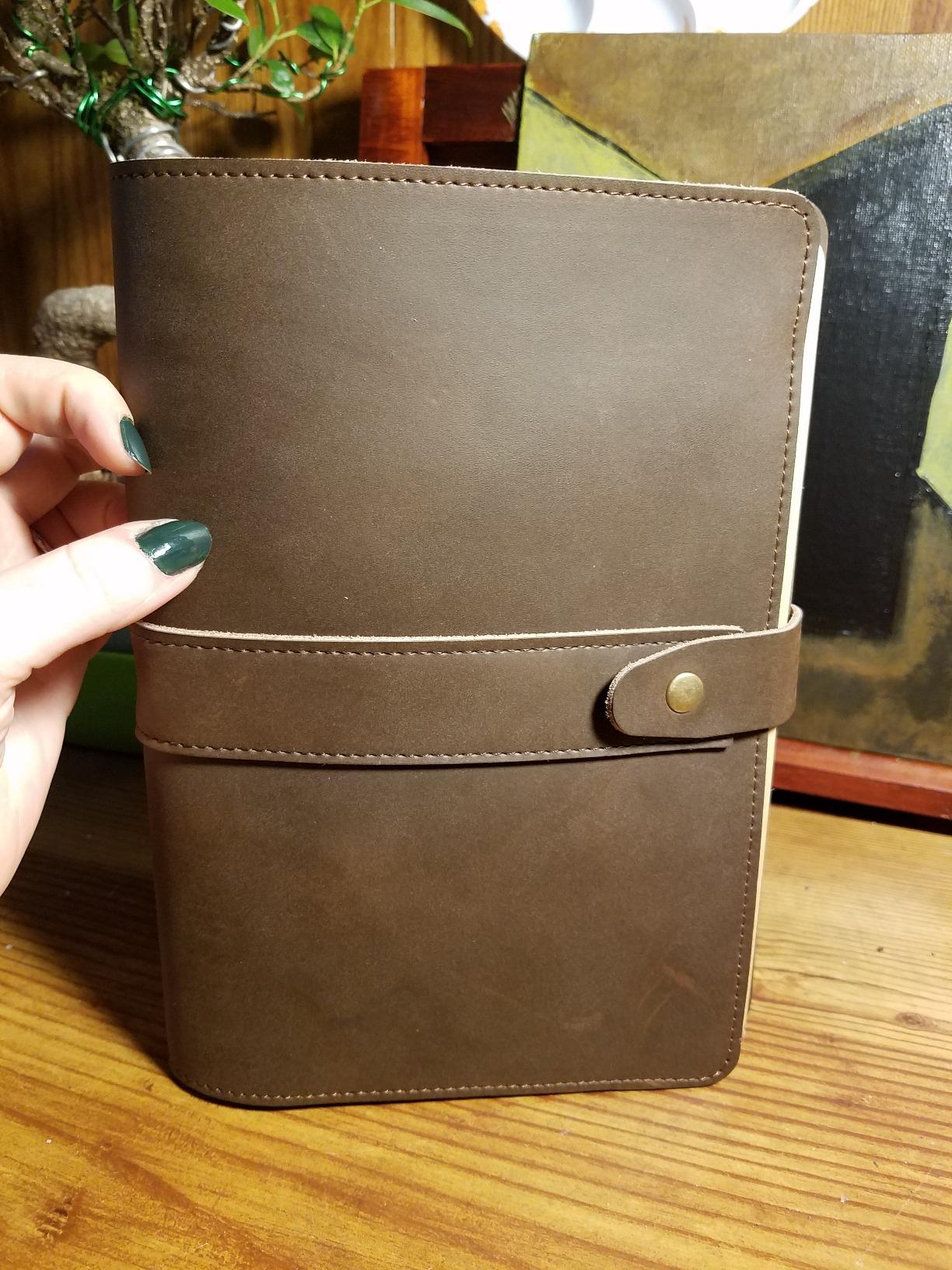 le vent Refillable Genuine Leather Journal for Women & Men - 5x8 Notebook for Work, 200+200 Lay-Flat Pages (Lined & Blank) - A5 Brown Vintage Diary Cover - Handmade for Travel, Business and Gifts customer photo 1
