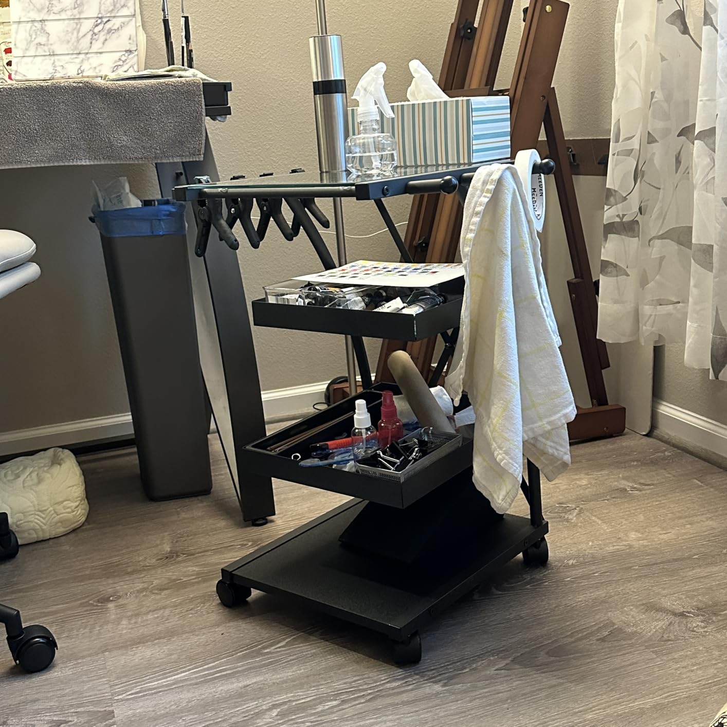 SD Studio Designs Modern Triflex Mobile Storage Taboret for Arts and Crafts, Charcoal/Clear Glass customer photo 1