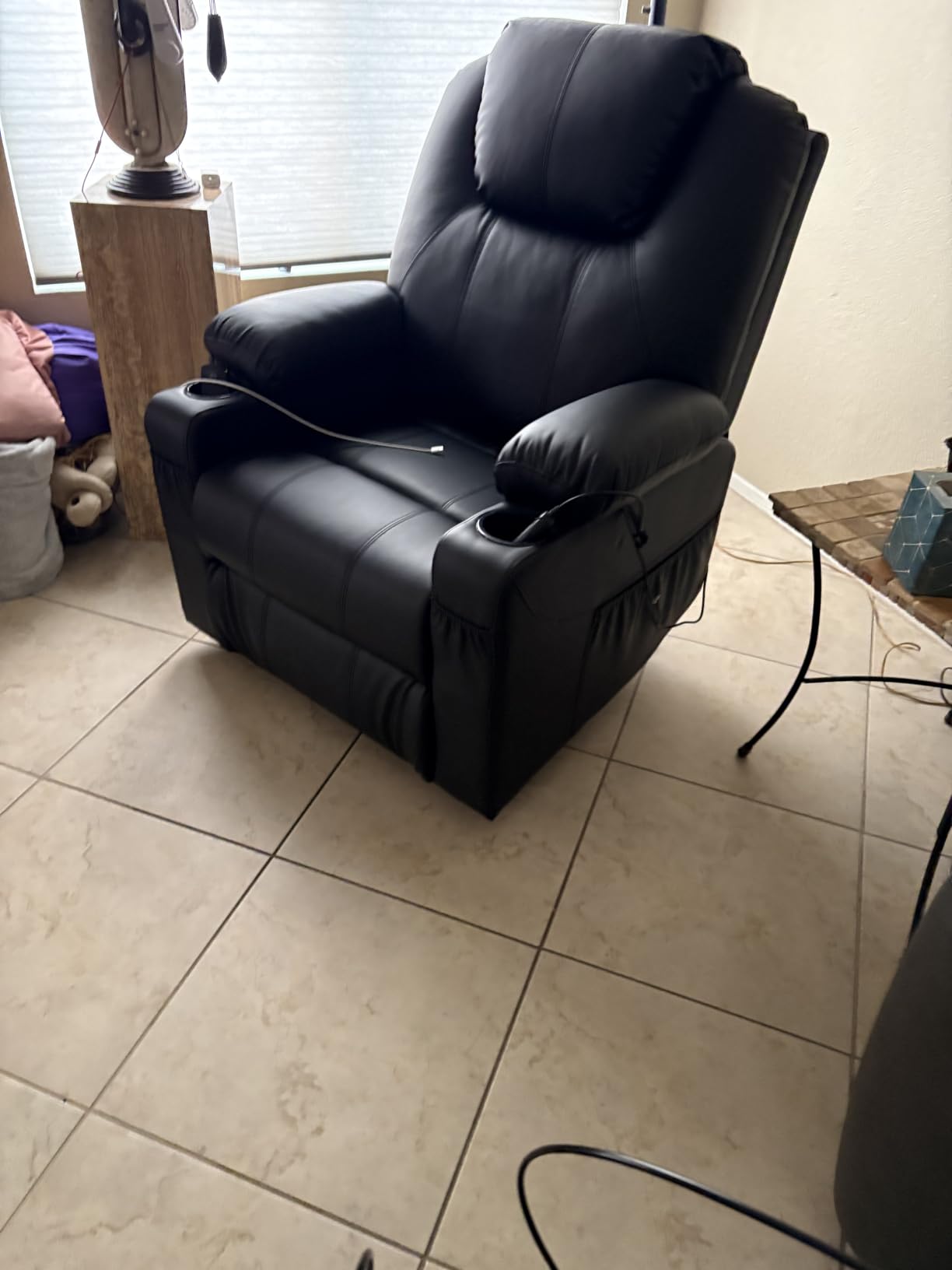 MCombo Electric Power Lift Recliner Chair Sofa with Massage and Heat for Elderly, 3 Positions, 2 Side Pockets, and Cup Holders, USB Ports, Faux Leather 7040 (Light Brown, Medium) customer photo 1