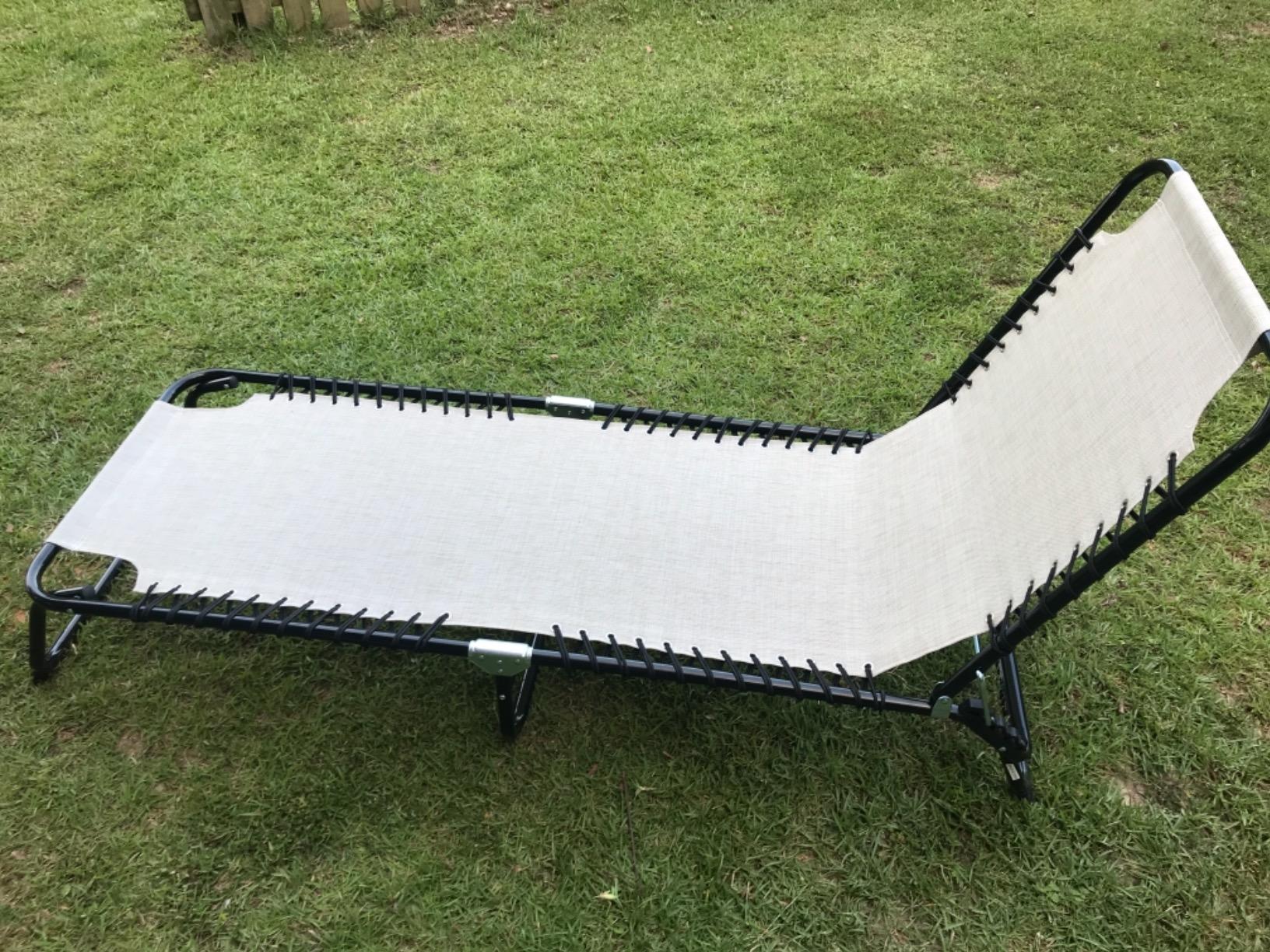 Outsunny Folding Chaise Lounge Chair, Patio Sun Tanning Chair, Outdoor Chaise Lounger with 4-Position Reclining Back, Breathable Mesh Seat for Beach, Poolside, Yard, Gray customer photo 2