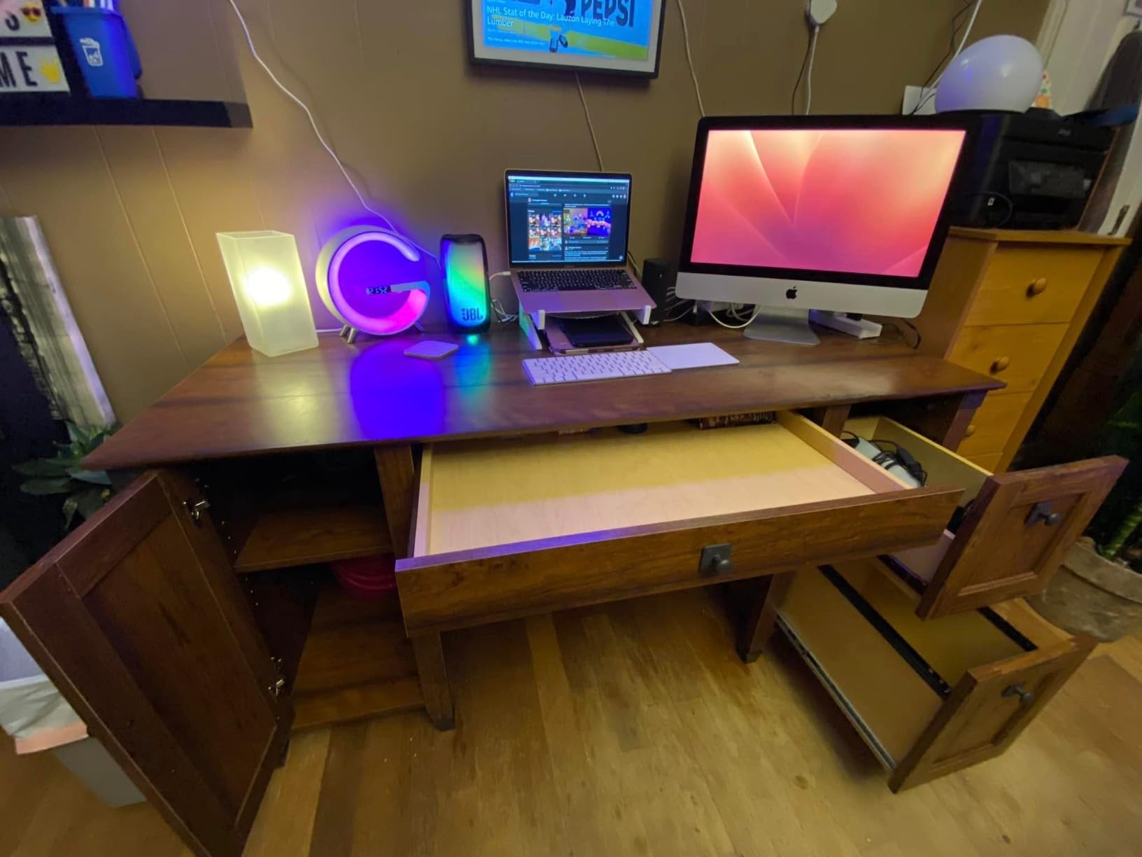 Sauder Carson Forge Rustic Vintage Computer Desk with Drawers Storage, in Washington Cherry finish customer photo 2