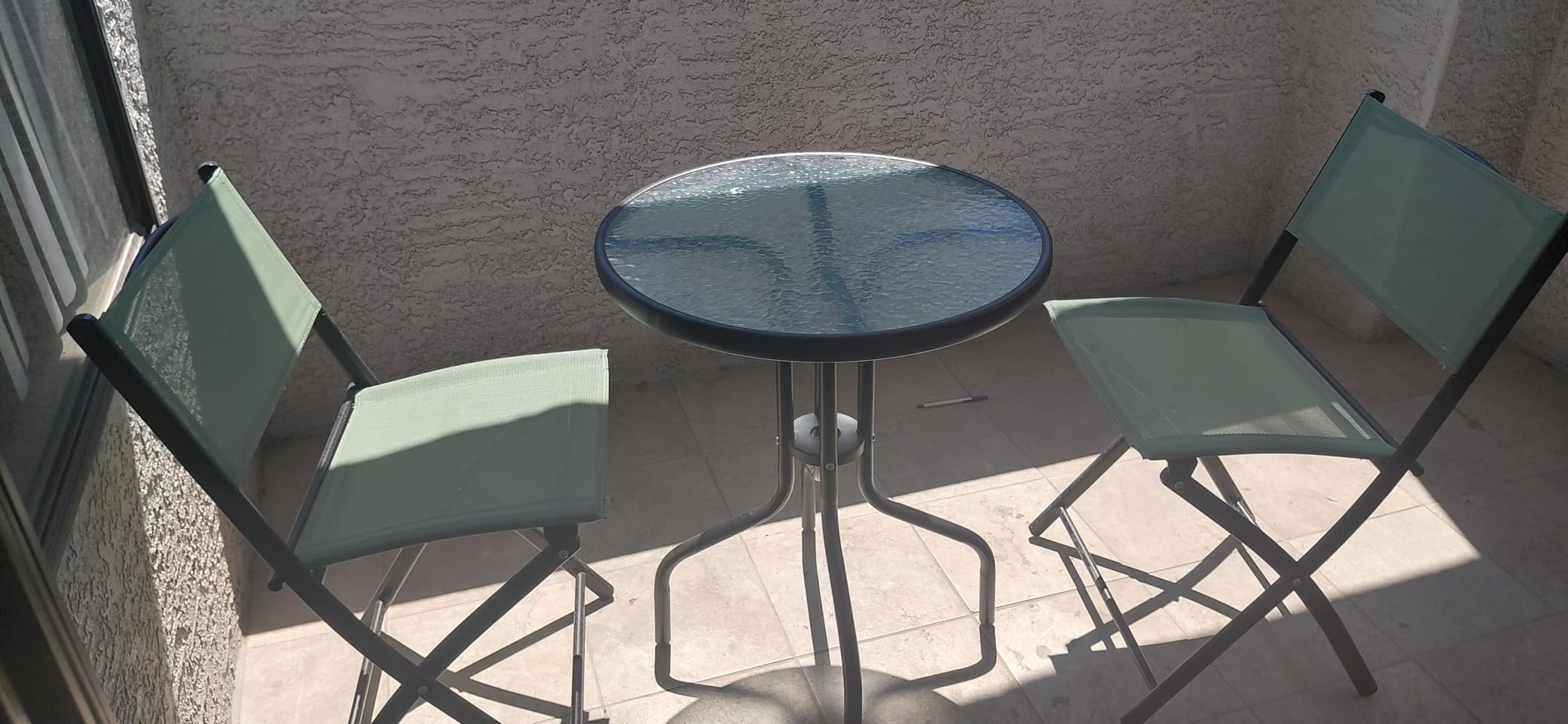 Best Choice Products 3-Piece Patio Bistro Dining Furniture Set w/Glass Tabletop, 2 Folding Chairs, Steel Frame, Polyester Fabric - Gray customer photo 1
