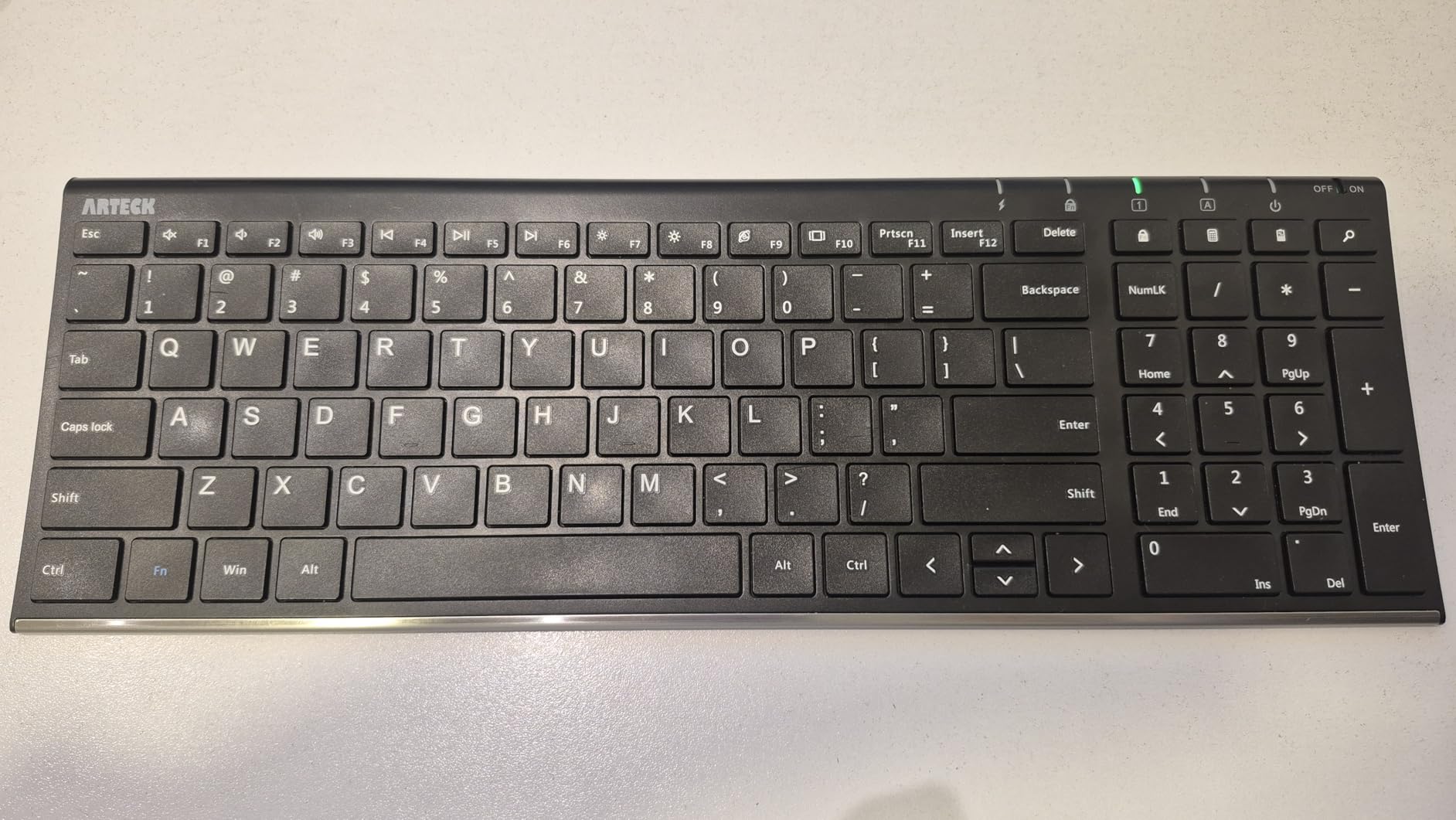 Arteck 2.4G Wireless Keyboard Stainless Steel Ultra Slim Full Size Keyboard with Numeric Keypad for Computer/Desktop/PC/Laptop/Surface/Smart TV and Windows 10/8/7 Built in Rechargeable Battery customer photo 2