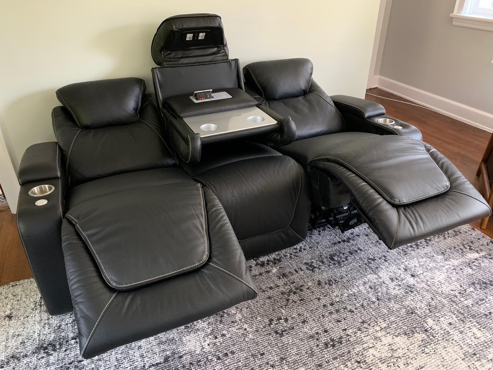 Seatcraft Vienna Home Theater Seating- Living Room - Italian Leather - Power Recline - Power Headrest - Powered Lumbar - USB Charging - Cup Holders customer photo 1