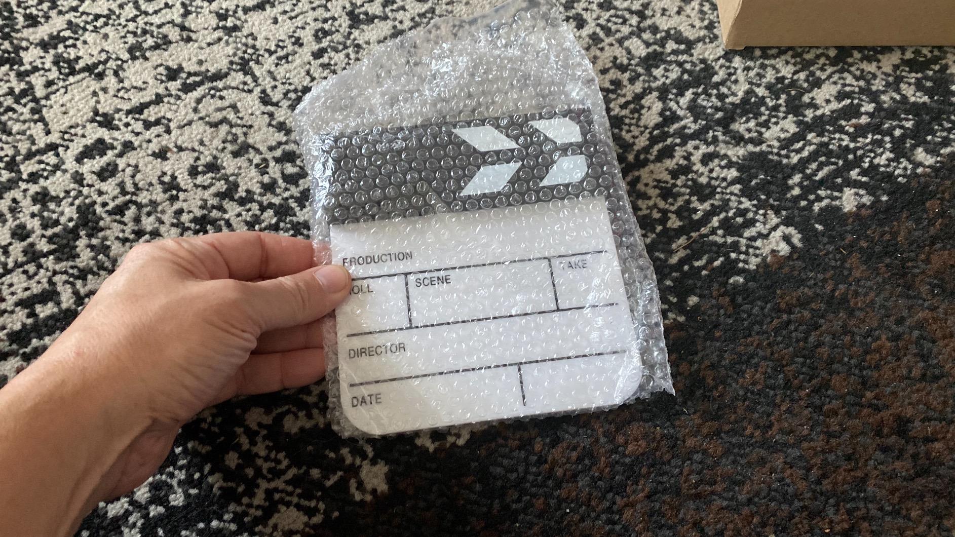 Action Cut Board, Andoer Acrylic Film Clapboard Dry Erase Compact Size TV Film Movie Director Cut Action Scene Clapper Board Slate customer photo 2
