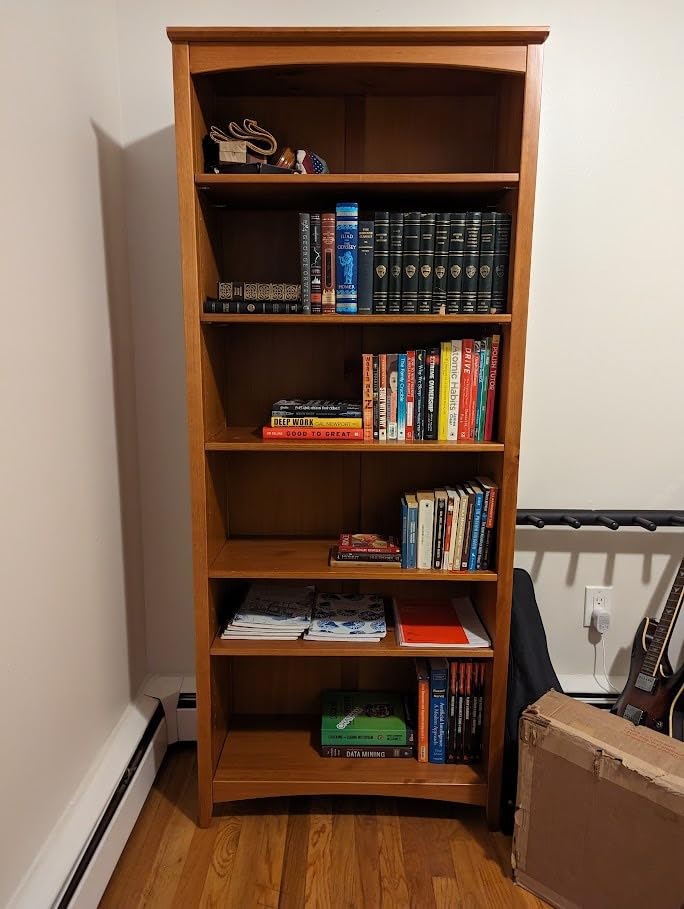 Camaflexi Shaker Style 6 Shelf Bookcase / Solid Wood / 72 inch Tall / Adjustable Shelving / Closed Back / Display Bookshelf for Living Room, Bedroom, Home and Office, Cherry customer photo 2