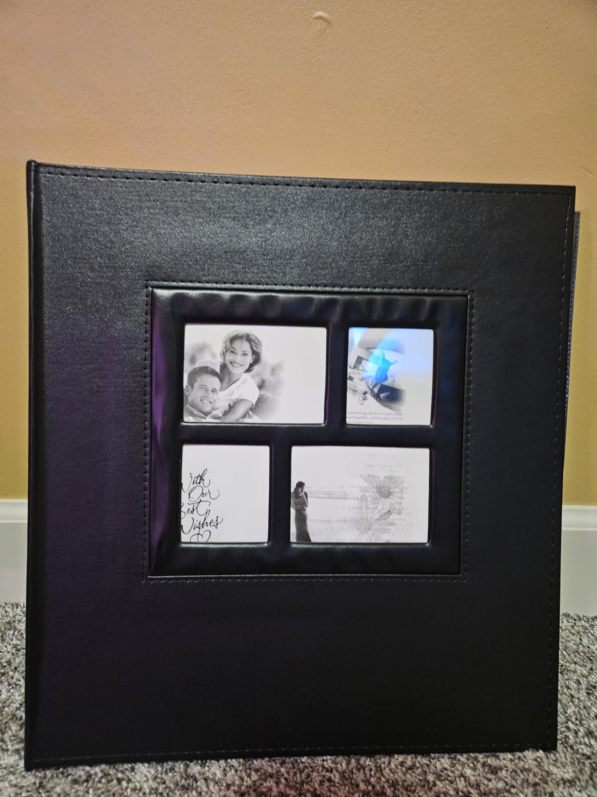 RECUTMS Photo Album 600 Pockets, Sewn Bonded Black Leather Book Pockets Hardcover Photo Frame 4x6 Photos Anniversary Baby Vacation Album (Brown) customer photo 2