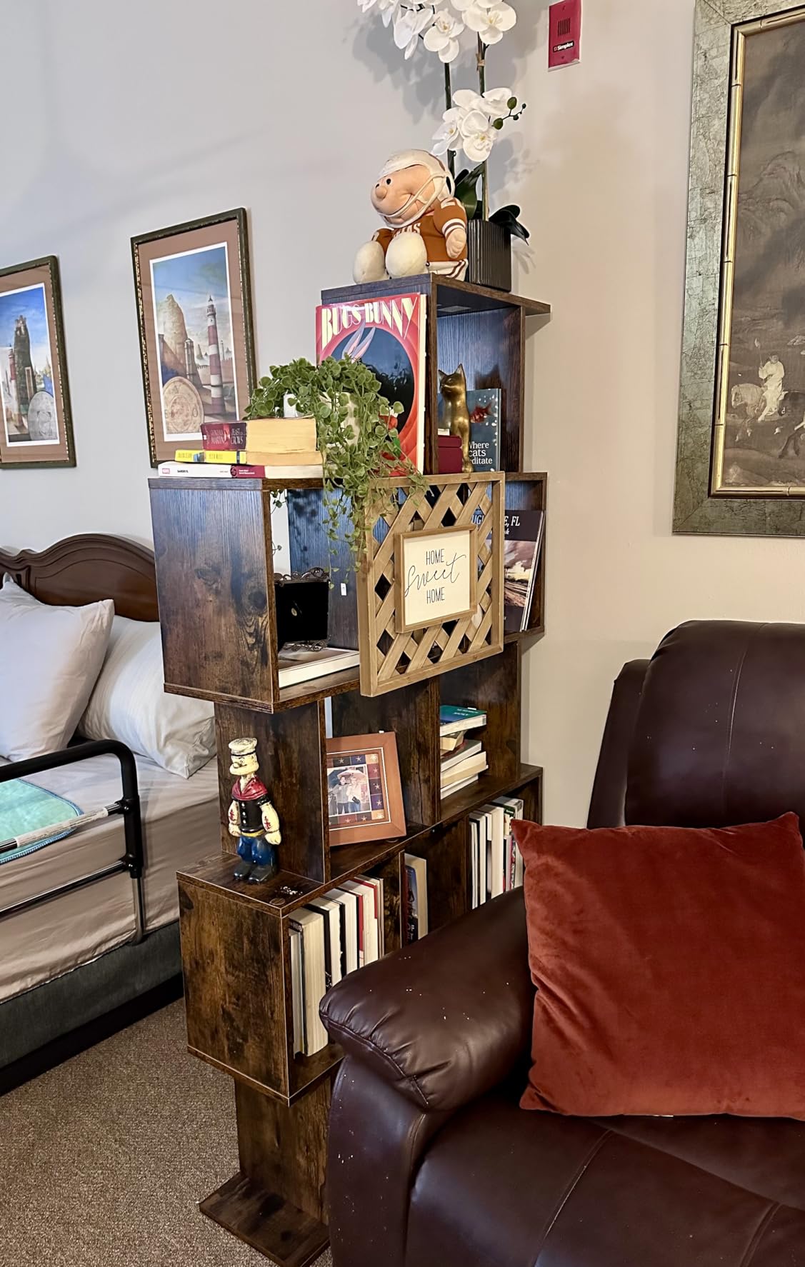 VASAGLE Bookcase, 5-Tier Bookshelf, Display Shelf and Room Divider, Freestanding Decorative Storage Shelving, Rustic Brown customer photo 1