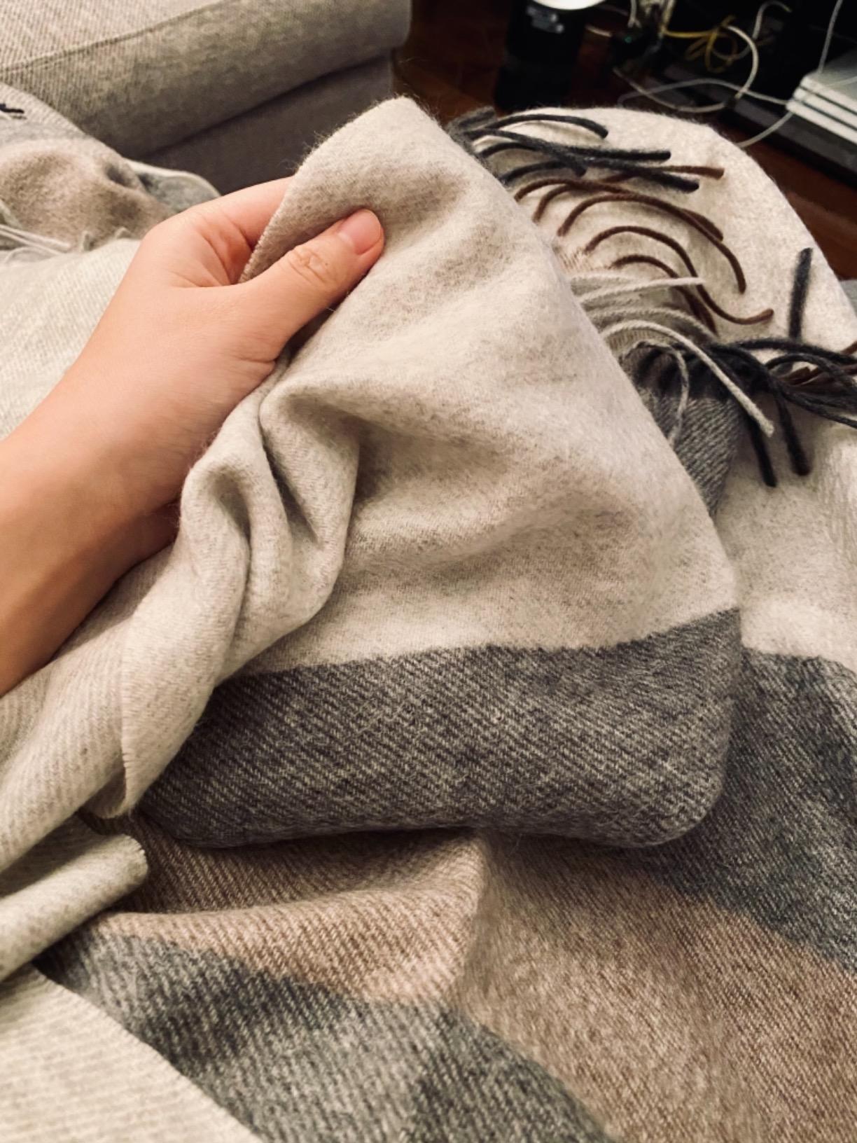 State Cashmere Multicolored Striped Home Throw Blanket with Decorative Fringe 100% Pure Cashmere customer photo 1