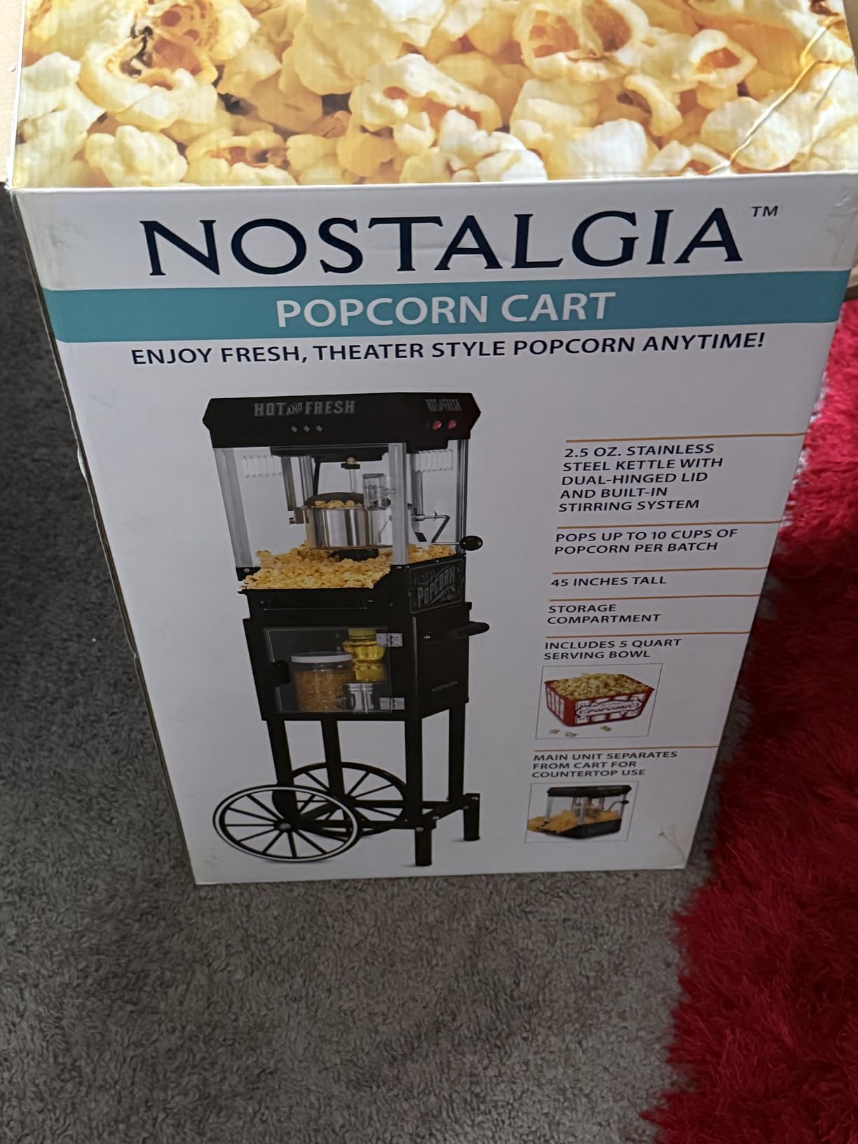 Nostalgia Popcorn Maker Machine - Professional Cart With 2.5 Oz Kettle Makes Up to 10 Cups - Vintage Popcorn Machine Movie Theater Style - Black customer photo 1