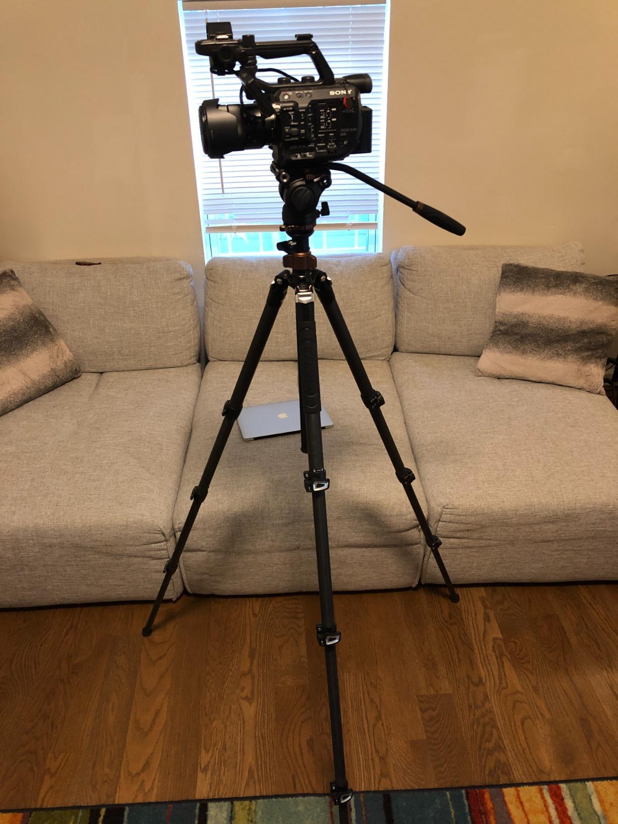 Cayer CF2451 Carbon Fiber Tripod Kit, 75 inches Video Tripod Leg with Fluid Head, 4-Section Tube Stand Convertible to Monopod for DSLR Camera, Video Camcorder, Max Load 13.2lb customer photo 2