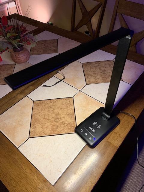 AFROG 8-in-1 LED Desk Lamp with 10W Fast Wireless Charger, USB Charging Port, Desk Lamps for Home Office, 5 Color Mode 7 Brightness Desk Light Night Light, 40Min Timer, Reading Table Lamp for Bedroom customer photo 1