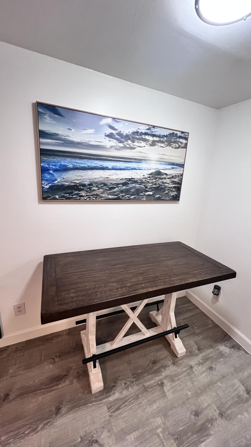 Signature Design by Ashley Valebeck Counter Height Dining Table, Rustic Farmhouse Design, Black Metal Footrest, Seats Up to 4, Great for Small Spaces, White customer photo 2