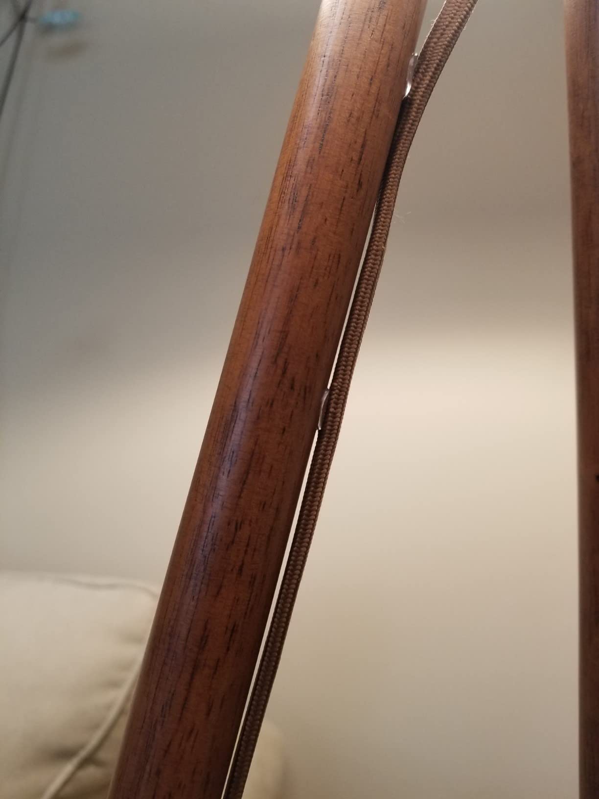 LEPOWER Wood Tripod Floor Lamp, Mid Century Standing Lamp for Living Room, Flaxen Lamp Shade, Modern Design Standing Lamp with E26 Base, Tall Floor Light for Bedroom, Study Room and Office Brown customer photo 1
