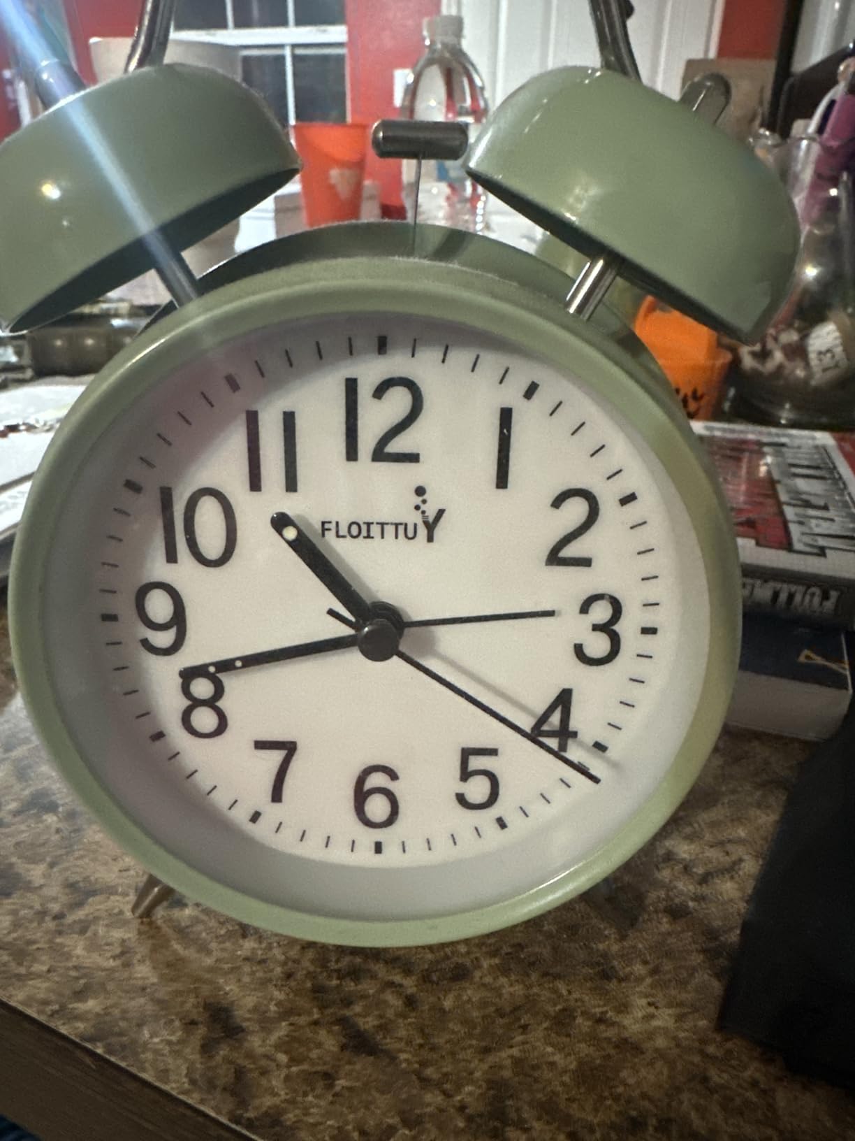 FLOITTUY Loud Alarm for Deep Sleepers 4'' Twin Bell Alarm Clock with Backlight for Bedroom and Home Decoration(Green) customer photo 1