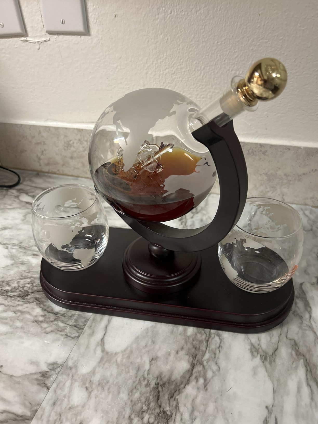 Whiskey Decanter Gift Set by Royal Reserve - Liquor Bourbon Decanter 24 oz 750 ml with Glasses, Chilling Stones, Coasters and Tong - Whiskey Gifts for Men, Husband, Dad, Boyfriend customer photo 1