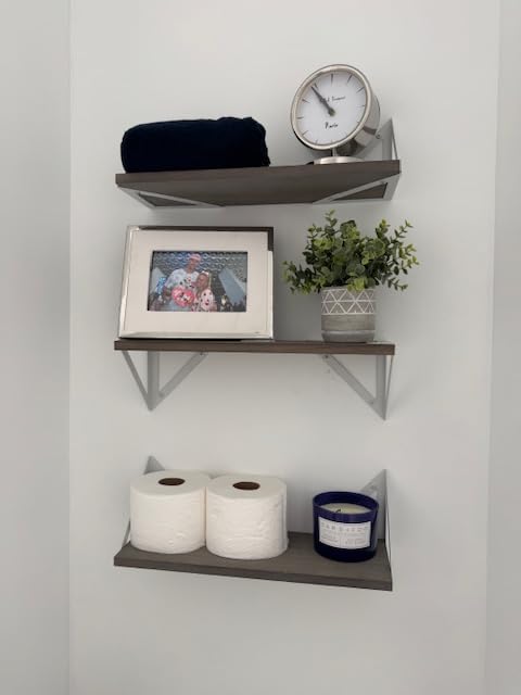 Wallniture Minori Floating Shelves Set of 3, Small Bookshelf Unit for Living Room, Office, and Bedroom, Natural Burned Rustic Wood Wall Decor with Metal Floating Shelf Bracket 6D x 17W x 5.5H in customer photo 2