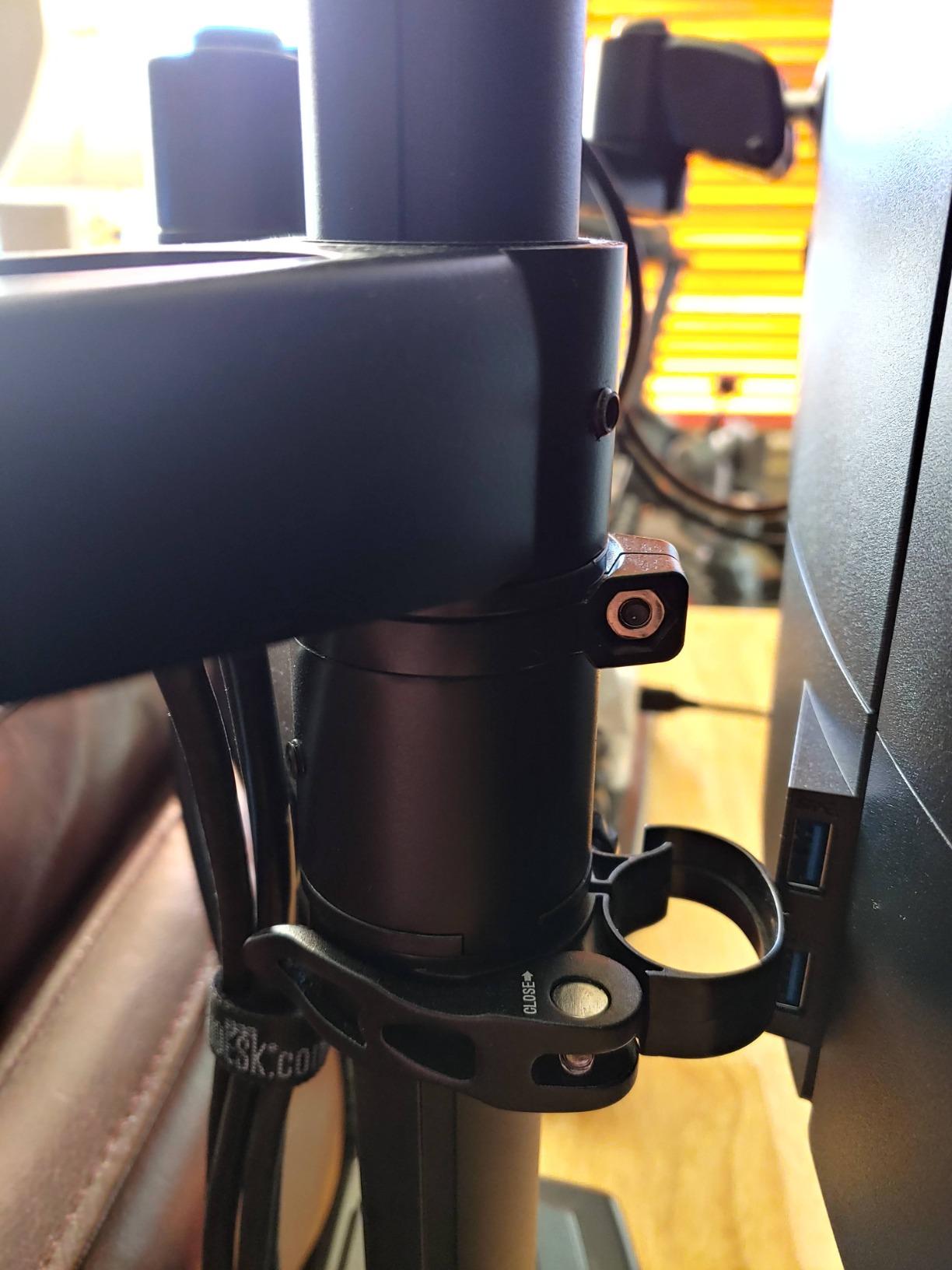Vari Dual Monitor Arm 180 Degree - VESA Compatible Mount w/ 180 Degree Adjustment - Monitors up to 27 inches, 19.8 lbs - Double Arms for Compact Spaces - Computer Monitor Stand for Home or Office customer photo 1