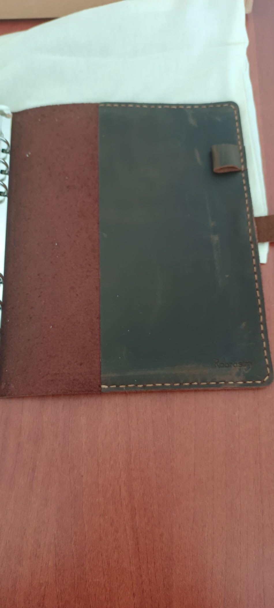 Refillable Leather Journal Writing Notebook, A5 Leather Travel Journal with Pockets, Vintage 6 Ring Binder Organizer Planner Portfolio, Best Travel Gifts - Brown customer photo 2