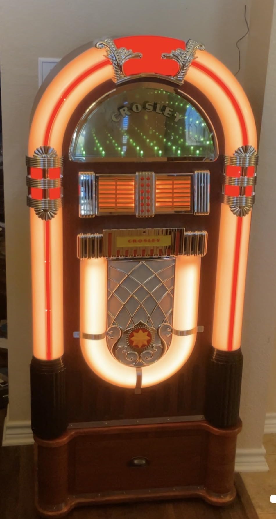 Crosley CR1215A-WA Full Size Digital Bluetooth Jukebox with CD, AM/FM Radio and Color Changing LED Lights, Walnut customer photo 1