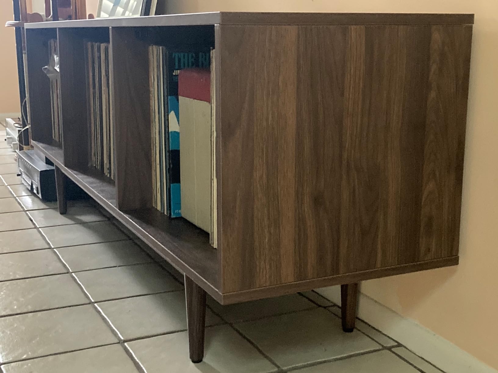 Crosley Furniture Liam Medium Vinyl Record Storage TV Stand and Entertainment Center, Media Console, Walnut customer photo 2
