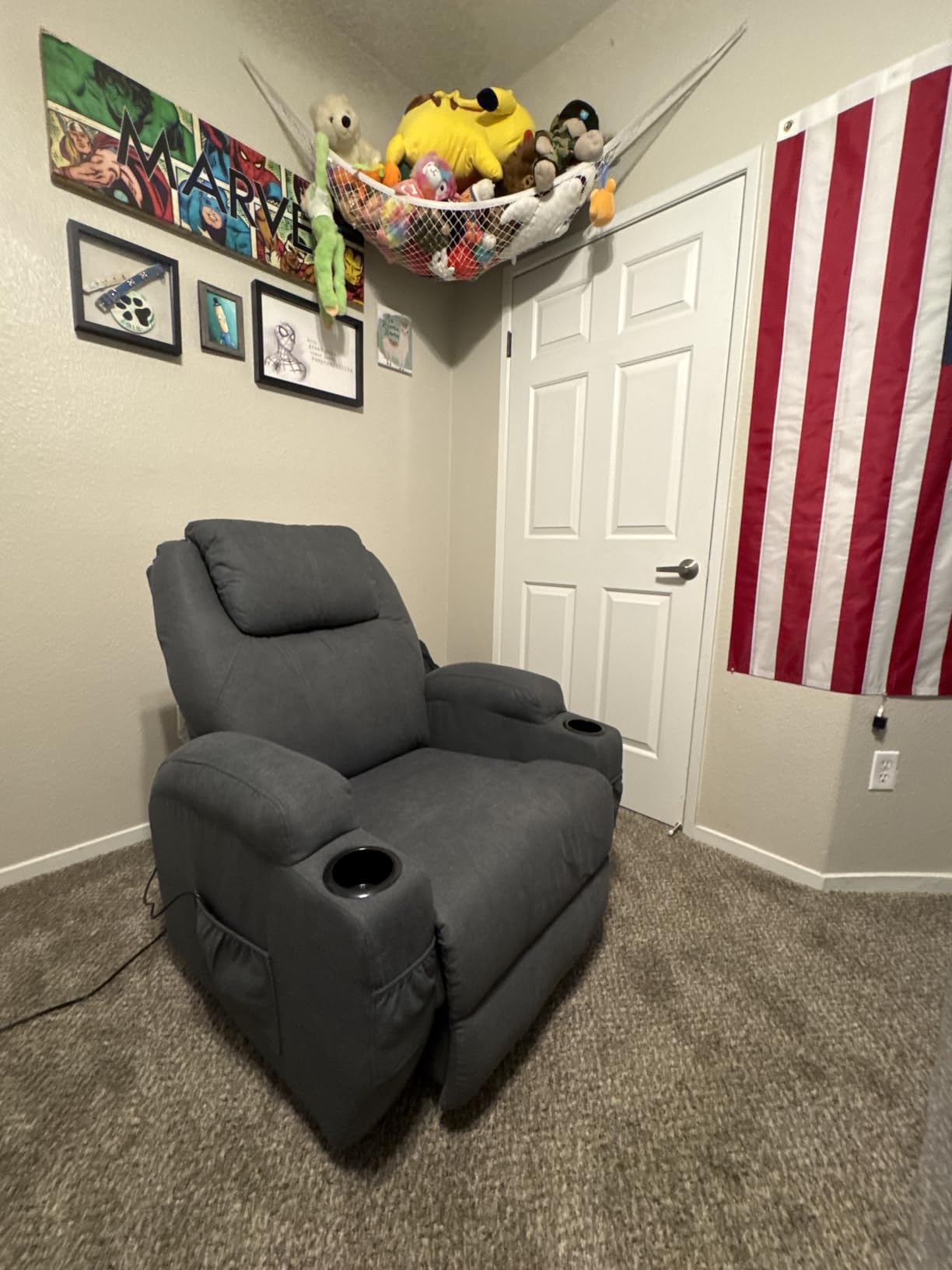 Flamaker Rocking Chair Recliner Chair with Massage Swivel Ergonomic Lounge Chair Classic Single Sofa with 2 Cup Holders Side Pockets Living Room Chair Home Theater Seat (Gray) customer photo 1