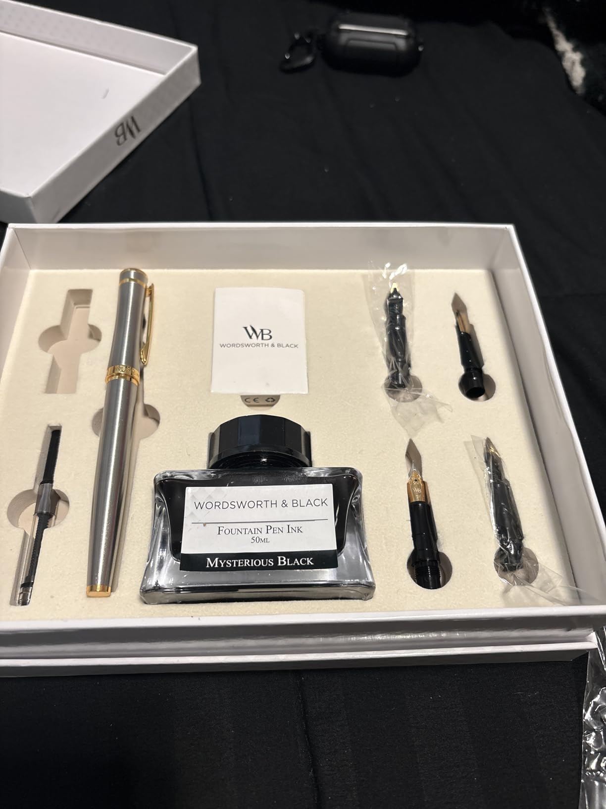 Wordsworth & Black Fountain Pen Gift Set, Includes Bottle, 6 Cartridges, Refill Converter, 4 Replacement Nibs, Premium Package, Journaling, Calligraphy, Smooth Writing Pens [Black Gold] customer photo 1