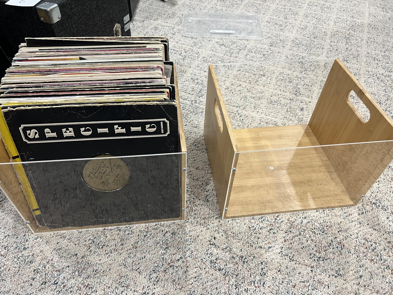 X-cosrack Vinyl Record Storage Crate, Visible Acrylic & Bamboo Vinyl Record Holder with Handle, Record Crates for Vinyl LP Album Magazine, Cube Box Storage and Organizer customer photo 1