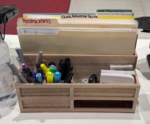 BLU MONACO | Natural Wood Mail Organizer with Drawer & Pen Holder | Rustic Desk Organizer for Bills, Letters & Countertop Storage | Wooden Desktop Mail Sorter for Home & Kitchen customer photo 2