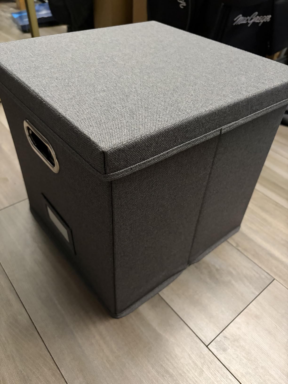 ZICOTO Decorative Vinyl Record Storage Box for 50+ Single Records - Sturdy and Easy to Carry LP Holder with Lid - The Perfect Storage Crate for Your Valuable Album Collection customer photo 1