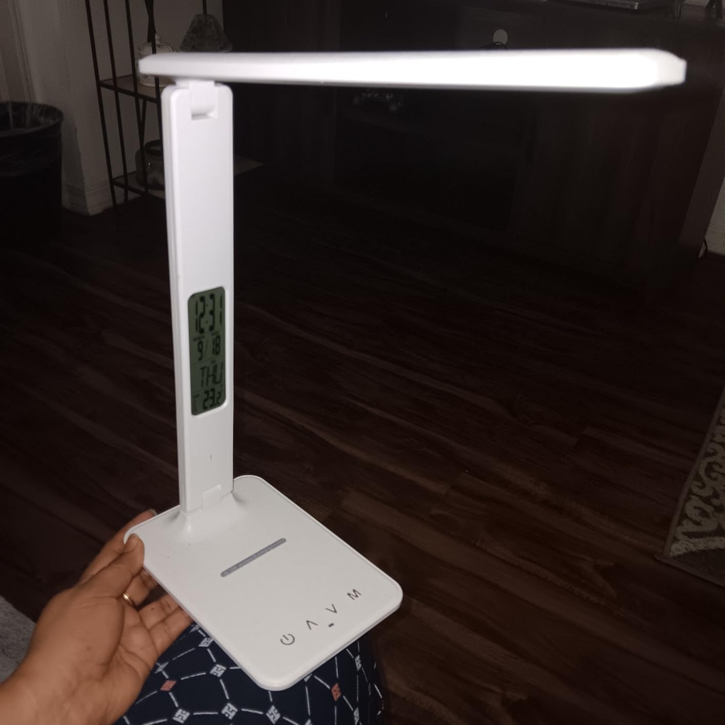 LED Desk Lamp with Wireless Charger, Suitable for Home, Office Dimmable, with USB Charging Port, Built-in Clock, Calendar, Thermometer and Automatic Timing Reading Desk Lamp customer photo 2