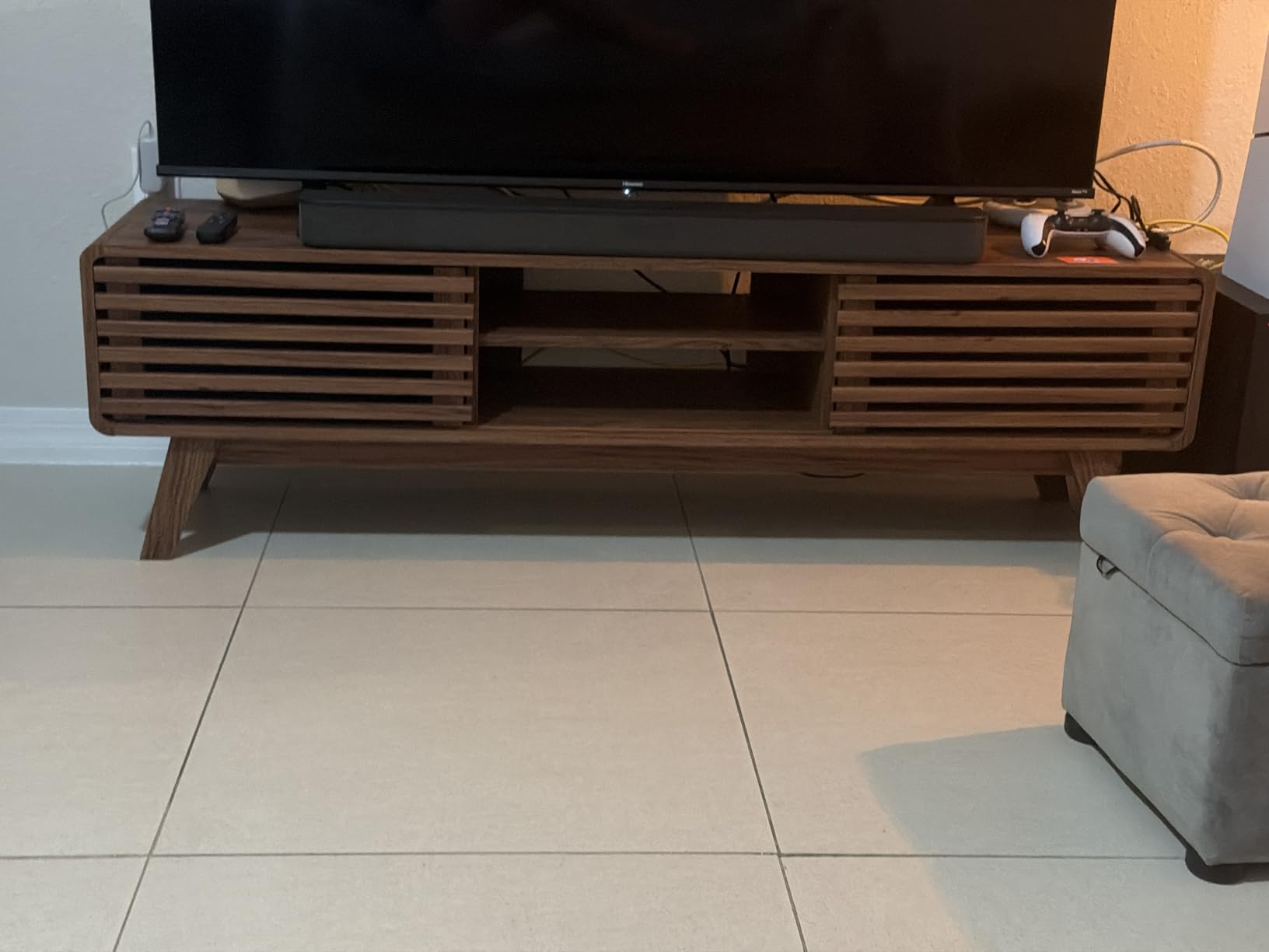 mopio Ensley TV Stand, Mid Century Modern for 55/60/65 inch TV, Farmhouse TV Stand, Entertainment Center with Storage, TV and Media Console for Living Room (Walnut, 59 inch Low) customer photo 2