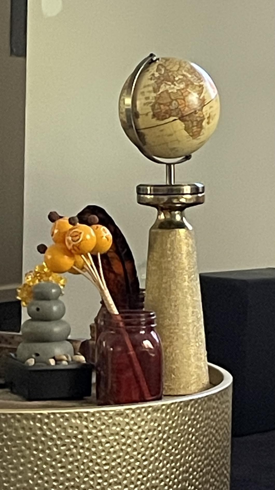 Annova Antique Globe Dia 5.5-inch / 14CM - Educational/Geographic/Modern Desktop Decoration - Stainless Steel Arc and Base - for School, Home, and Office (Antique 5.5